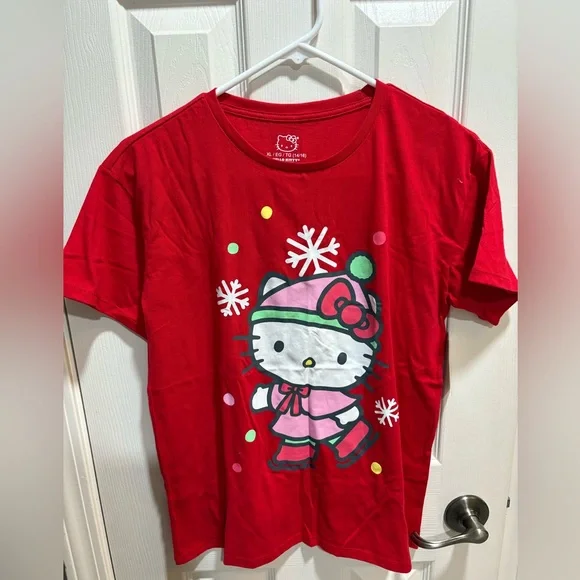 Hello Kitty Festive Red Short Sleeve Tee - Picture 1 of 3